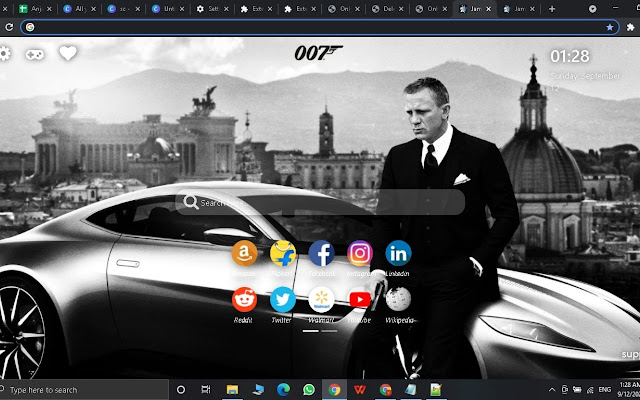 James Bond Wallpaper New Tab Theme[Install]  from Chrome web store to be run with OffiDocs Chromium online